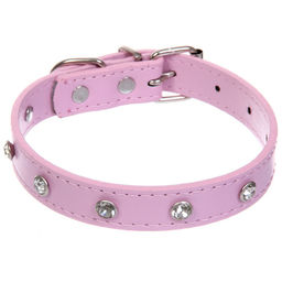 Цена за 3 шт. Ошейник для собак и кошек со стразами "На стиле", цвет пудровый, 2см, размер S, 28*30см (лейбл)