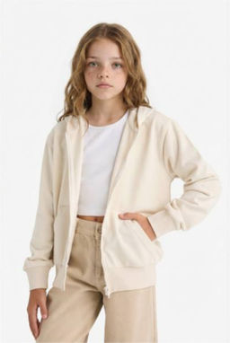 Regular F_t Basic Kap__onlu Fermuarl_ Sweatshirt K_z _ocuk - Defacto фото 4