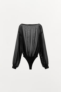 SEMI-SHEER LONG SLEEVE BODYSUIT - Zara фото 7