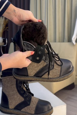 ВИДЕООБЗОР Берцы войлочные с кожаным носом и натур. мехом - Мирунт фото 15