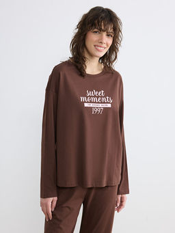 Bisiklet Yaka Bask?l? Kad?n Pijama Tak?m?