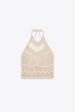DISTRESSED KNIT HALTER TOP - Zara фото 2