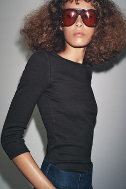 COTTON BOAT NECK T-SHIRT - Zara фото 3