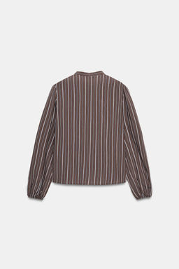 CAMISA RAYAS VOLANTES / Marr?n-Azul - Zara фото 8
