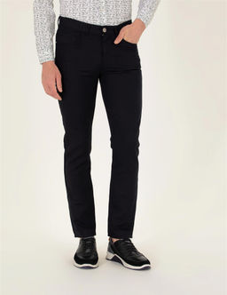 Siyah Slim Fit Keten Kar___ml_ Kanvas Pantolon