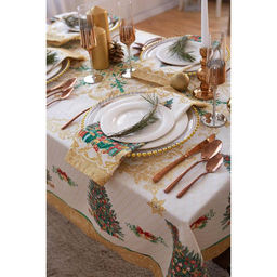 Скатерть новогодняя «Этель» Golden Christmas, 150×180 +/-3 см с ГМВО, 100% хлопок, 190 г/м²