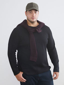 B?y?k Beden Bisiklet Yaka Uzun Kollu Erkek Ti??rt