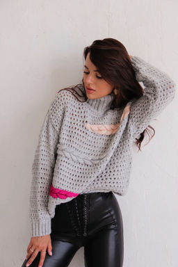 Martichelli Свитер светло-серый с перьями  фото 18