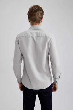 Рубашка Slim Fit из хлопка с длинными рукавами - Defacto фото 8