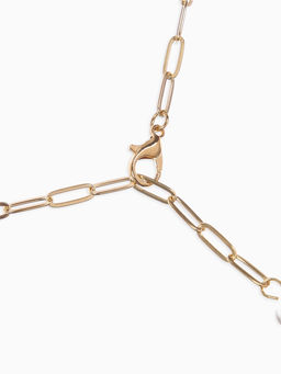 Цена за 2 шт. Цепь с бусиной "Жемчужина", вытянутое звено, цвет белый в золоте