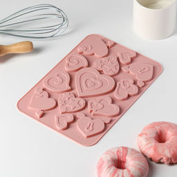Форма для шоколада Доляна Амуры, силикон, 13 ячеек, 23?16.5?0.5 см, розовая