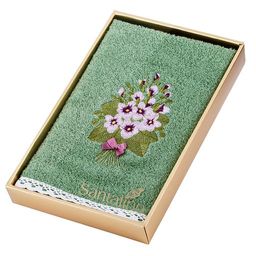 ПОЛОТЕНЦЕ ФИАЛКА,30Х50. МАХРА,ЗЕЛЁНЫЙ ,ВЫШИВКА,100