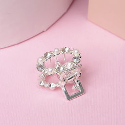 Цена за 6 шт. Крабик для волос «Мелани», овал, 2.5 см, серебристо-белый