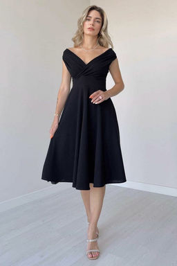 TRENDYOLMILLA Siyah A-Kesim Dokuma Midi Elbise TPRAW25EL00183  фото 5