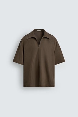 CAMISA POLO FLUIDA / Khaki - Zara фото 7