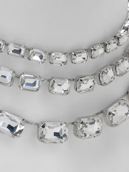 Чокер-колье Сияние трио на увеличение, цвет белый в серебре, 36 см