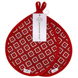 Диагональ брусничный Кухонный комплект: прихватка 20х25см Капелька - 2шт, хлопок Премиум 191г/м2 - хлопок 100%, наполнитель - ватин 280гр/м2, Домашняя мода (Россия)