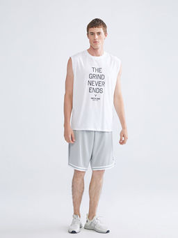 Bisiklet Yaka Bask?l? Erkek Kolsuz Ti??rt