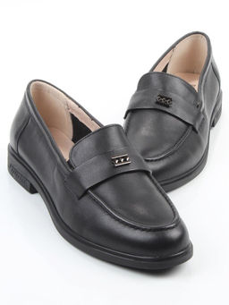 03-DEB55-1 BLACK Лоферы женские (натуральная кожа)