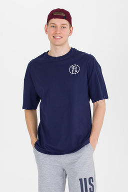 Erkek Lacivert Long Fit Bisiklet Yaka Ti__rt