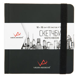 VISTA-ARTISTA VABK-1212 Скетчбук 120 г/м2 120 г/м2 12 х 12 см сшивка 80 л. 01 черный
