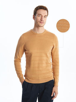 Bisiklet Yaka Uzun Kollu ?izgili Erkek Triko Kazak