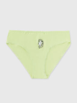 Цена за 2 штуки! Трусы для девочек лаймово-зеленые с печатью