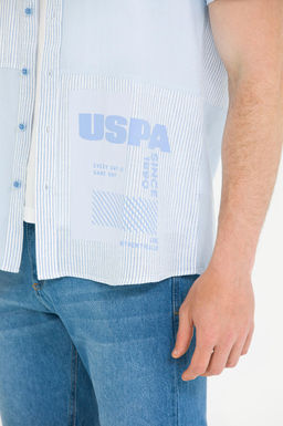 U. S. Polo Assn / Мужская синяя рубашка с коротким рукавом - U.s. polo assn фото 7