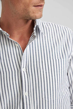 Оксфордская рубашка в полоску с длинным рукавом Relax Fit - Defacto фото 8