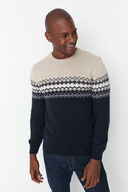 TRENDYOL MAN Antrasit Slim Fit Yunlu Bisiklet Yaka Panel Jakarl? Triko Kazak TMNAW21KZ0738 - Trendyolmilla фото 9