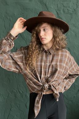 Рубашка женская HUG077/13/Коричневый, бежевый