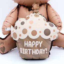 Воздушный шар фольгированный 23" «Мишка с тортом», фигура, матовый