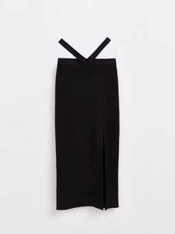 CONTE Юбка-карандаш в рубчик с разрезом и фигурным поясом LU 1611 black black