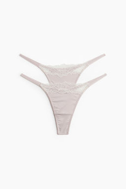 Pack de 2 bragas thong de microfibra y encaje
