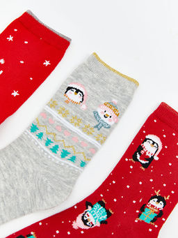 Desenli K?z ?ocuk Soket ?orap 3l?