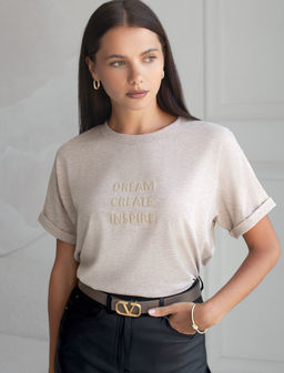 Футболка Vilatte D49.117 из хлопка с эластаном кофейный меланж