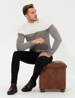 Vizon Melanj Slim Fit Bal_k__ Yaka Triko Kazak