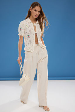 Ekru Bebe Yaka Ajurlu Nak?sl? Bluz TWOSS25BZ00197 - Trendyolmilla фото 2