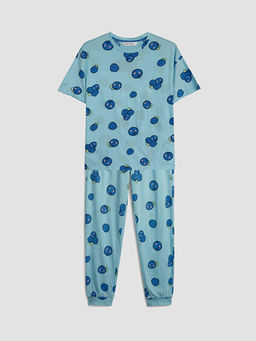 Bisiklet Yaka Desenli Kad?n Pijama Tak?m?