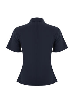 Lacivert Bele Oturan Asimetrik Fitted Gomlek TWOSS26GO00054 - Trendyolmilla фото 3