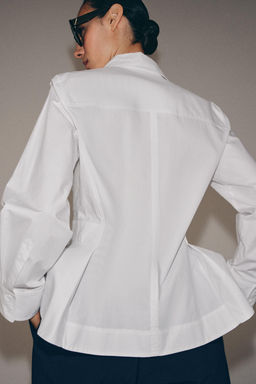 CAMISA POPEL?N PEPLUM ZW COLLECTION / Blanco - Zara фото 10