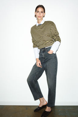STRIPED COTTON AND LINEN T-SHIRT - Zara фото 10