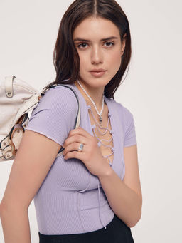 CONTE Боди в рубчик на шнуровке с декоративными швами LBD 2625 pale iris - Conte elegant фото 2