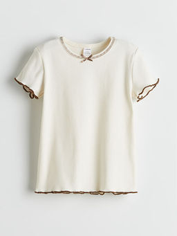 Bisiklet Yaka Kurdele Detayl? K?z ?ocuk Ti??rt 2li