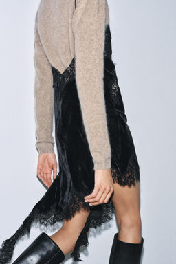 ZW COLLECTION VELVET LACE DRESS - Zara фото 3