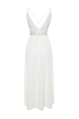 TRENDYOLMILLA Siyah Maxi Dokuma Buzgulu S?rt Dekolteli Plaj Elbisesi TBESS23EL00063  фото 8