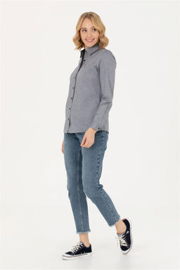 Женская базовая рубашка темно-синего меланжевого цвета с длинным рукавом Неожиданная скидка в корзине - U.s. polo assn фото 4