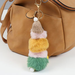 Брелок для ключей на кольце на карабине «Пушистик. Яркая гусеница в очках и шапке», на сумку, рюкзак, 15 см, МИКС