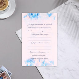 Цена за 20 шт. Пригласительное День Свадьбы! синие цветы, 15х10,5 см - Simaland фото 3