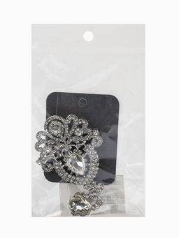 Брошь «Императрица», вензеля, цвет белый в серебре